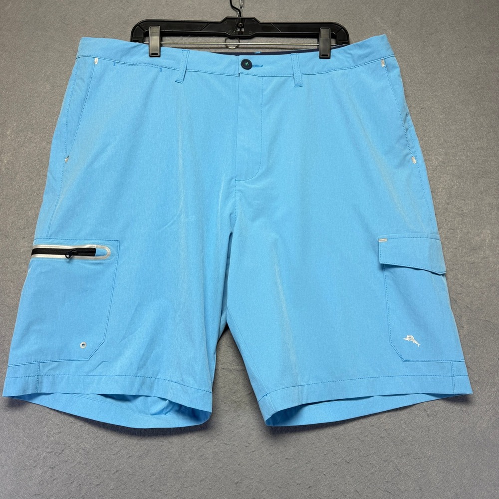 Tommy Bahama Island Active Mens Blue Performance Cargo Shorts UPF 30 Size 40x10